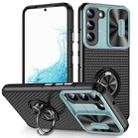 For Samsung Galaxy S22 5G Sliding Camshield Armor Phone Case with Ring Holder(Grey Green Black) - 1