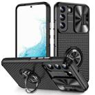 For Samsung Galaxy S22 5G Sliding Camshield Armor Phone Case with Ring Holder(Black) - 1