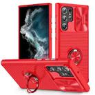 For Samsung Galaxy S22 Ultra 5G Sliding Camshield Armor Phone Case with Ring Holder(Red) - 1