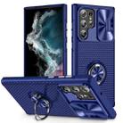 For Samsung Galaxy S22 Ultra 5G Sliding Camshield Armor Phone Case with Ring Holder(Blue) - 1