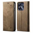 For Realme C55 Denim Texture Casual Style Horizontal Flip Leather Case(Khaki) - 1