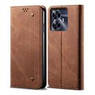 For Realme C55 Denim Texture Casual Style Horizontal Flip Leather Case(Brown) - 1