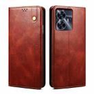 For Realme C55 Oil Wax Crazy Horse Texture Leather Phone Case(Brown) - 1