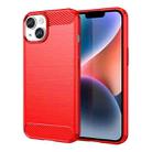 For iPhone 15 Plus Brushed Texture Carbon Fiber TPU Phone Case(Red) - 1