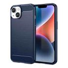 For iPhone 15 Plus Brushed Texture Carbon Fiber TPU Phone Case(Blue) - 1