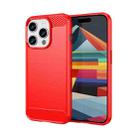 For iPhone 15 Pro Brushed Texture Carbon Fiber TPU Phone Case(Red) - 1