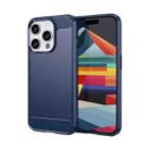 For iPhone 15 Pro Brushed Texture Carbon Fiber TPU Phone Case(Blue) - 1