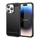 For iPhone 15 Pro Max Brushed Texture Carbon Fiber TPU Phone Case(Black) - 1