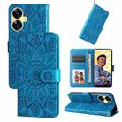 For Realme C55 Embossed Sunflower Leather Phone Case(Blue) - 1