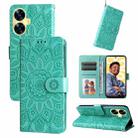 For Realme C55 Embossed Sunflower Leather Phone Case(Green) - 1