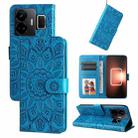 For Realme GT Neo 5 5G / GT3 Embossed Sunflower Leather Phone Case(Blue) - 1