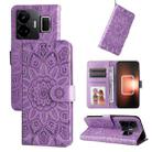 For Realme GT Neo 5 5G / GT3 Embossed Sunflower Leather Phone Case(Purple) - 1