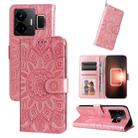 For Realme GT Neo 5 5G / GT3 Embossed Sunflower Leather Phone Case(Rose Gold) - 1