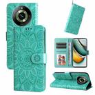 For Realme 11 Embossed Sunflower Leather Phone Case(Green) - 1