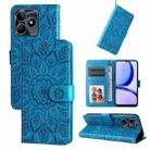 For Realme C53 / Narzo N53 Embossed Sunflower Leather Phone Case(Blue) - 1