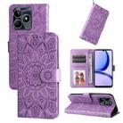 For Realme C53 / Narzo N53 Embossed Sunflower Leather Phone Case(Purple) - 1