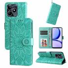 For Realme C53 / Narzo N53 Embossed Sunflower Leather Phone Case(Green) - 1