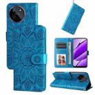 For Realme 11 4G Global Embossed Sunflower Leather Phone Case(Blue) - 1