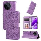 For Realme 11 4G Global Embossed Sunflower Leather Phone Case(Purple) - 1