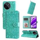 For Realme 11 4G Global Embossed Sunflower Leather Phone Case(Green) - 1