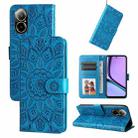 For Realme C67 4G Global Embossed Sunflower Leather Phone Case(Blue) - 1