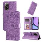 For Realme C67 4G Global Embossed Sunflower Leather Phone Case(Purple) - 1