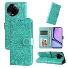 For Realme C67 5G Global / 11 5G Taiwan Version Embossed Sunflower Leather Phone Case(Green) - 1