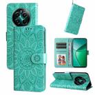 For Realme 12+ Embossed Sunflower Leather Phone Case(Green) - 1