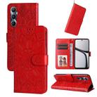 For Realme C65 4G Embossed Sunflower Leather Phone Case(Red) - 1