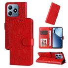 For Realme C63 / C61  / Note 60 Embossed Sunflower Leather Phone Case(Red) - 1