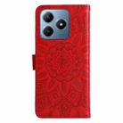 For Realme C63 / C61  / Note 60 Embossed Sunflower Leather Phone Case(Red) - 3