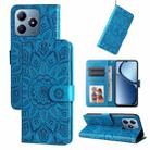 For Realme C63 / C61  / Note 60 Embossed Sunflower Leather Phone Case(Blue) - 1