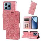 For Realme C63 / C61  / Note 60 Embossed Sunflower Leather Phone Case(Rose Gold) - 1