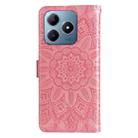 For Realme C63 / C61  / Note 60 Embossed Sunflower Leather Phone Case(Rose Gold) - 3