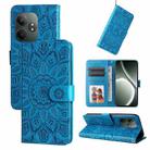 For Realme GT 6 / GT Neo6 SE Embossed Sunflower Leather Phone Case(Blue) - 1