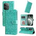 For Realme GT 6 / GT Neo6 SE Embossed Sunflower Leather Phone Case(Green) - 1