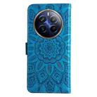 For Realme 13 Pro / 13 Pro+ / P1 Pro Global Embossed Sunflower Leather Phone Case(Blue) - 3