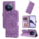 For Realme 13 Pro / 13 Pro+ / P1 Pro Global Embossed Sunflower Leather Phone Case(Purple) - 1