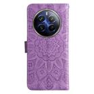 For Realme 13 Pro / 13 Pro+ / P1 Pro Global Embossed Sunflower Leather Phone Case(Purple) - 3