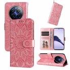 For Realme 13 Pro / 13 Pro+ / P1 Pro Global Embossed Sunflower Leather Phone Case(Rose Gold) - 1