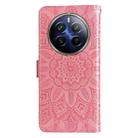 For Realme 13 Pro / 13 Pro+ / P1 Pro Global Embossed Sunflower Leather Phone Case(Rose Gold) - 3