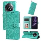 For Realme 13+ Embossed Sunflower Leather Phone Case(Green) - 1