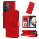 For Realme C75 / Realme 14x Embossed Sunflower Leather Phone Case(Red) - 1
