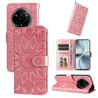 For Realme 14 Pro Global Embossed Sunflower Leather Phone Case(Rose Gold) - 1