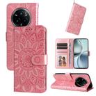 For Realme 14 Pro+ Global Embossed Sunflower Leather Phone Case(Rose Gold) - 1