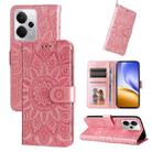 For Realme 14 Global Embossed Sunflower Leather Phone Case(Rose Gold) - 1