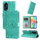 For OPPO A1 5G Embossed Sunflower Leather Phone Case(Green) - 1