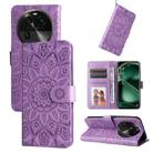 For OPPO Find X6 Embossed Sunflower Leather Phone Case(Purple) - 1