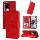For OPPO Reno10 Embossed Sunflower Leather Phone Case(Red) - 1