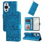 For Huawei nova 11 Embossed Sunflower Leather Phone Case(Blue) - 1